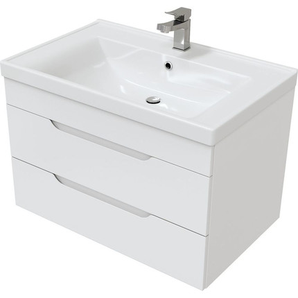 Тумба подвесная с раковиной Mirsant Soho Quadro 80/2 см c доводчиком -  Тумба подвесная с раковиной Mirsant Soho Quadro 80/2 см c доводчиком фото