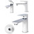 Набор смесителей 3 в 1 для ванны с коротким изливом Grocenberg GB1009WC, белый хром фото 3