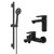 Набор смесителей 3 в 1 для ванны с коротким изливом Aquatek Ника AQ1830MB, чёрный матовый фото 