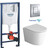Инсталляция с подвесным унитазом комплект: Grohe Rapid SL 38772001 с подвесным безободковым унитазом Grossman GR-4477MSQ сиденье микролифт, крепление, с кнопкой смыва хром (Система смыва торнадо) фото 