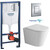 Инсталляция с подвесным унитазом комплект: Grohe Rapid SL 38772001 с подвесным безободковым унитазом Grossman GR-4478SQ сиденье микролифт, крепление, с кнопкой смыва хром (Система смыва торнадо) фото 