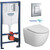 Инсталляция с подвесным унитазом комплект: Grohe Rapid SL 38772001 с подвесным безободковым унитазом Grossman GR-4411MSQ сиденье микролифт, крепление, с кнопкой смыва хром (Система смыва торнадо) фото 
