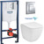 Инсталляция с подвесным унитазом комплект: Grohe Rapid SL 38772001 с подвесным безободковым унитазом Grossman GR-4497SQC сиденье микролифт, крепление, с кнопкой смыва хром (Система смыва торнадо) фото 