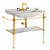 Раковина с консолью Kerasan Waldorf 100 см 4142K1bi/cr*1 (консоль 9196K2oro, заглушка для перелива 811391oro) белый/золото фото 2