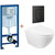 Инсталляция с подвесным унитазом комплект: Grohe Rapid SL 38772001 (КРАНЫ ЛАТУННЫЕ) с подвесным безободковым унитазом Azario Gloria AZ-2003 сиденье микролифт, крепление, кнопка смыва чёрная матовая 38732KF0, Цвет производителя: чёрный матовый фото 