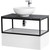 Тумба подвесная со столешницей Cezares CADRO-80-1C-SO-BG-BLUM 80 см, Bianco Ghiaccio/Nero/Marmo Nero Opaco фото 