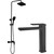 Душевой комплект Haiba: Душевая стойка HB24615-7 + смеситель для раковины высокий HB11615-7, цвет чёрный матовый -  Душевой комплект Haiba: Душевая стойка HB24615-7 + смеситель для раковины высокий HB11615-7, цвет чёрный матовый фото