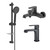 Набор смесителей 3 в 1 для ванны с коротким изливом Aquatek Оберон AQ1230MB, чёрный матовый, Цвет производителя: чёрный матовый -  Набор смесителей 3 в 1 для ванны с коротким изливом Aquatek Оберон AQ1230MB, чёрный матовый, Цвет производителя: чёрный матовый фото