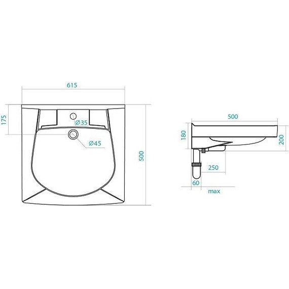 Раковина Santek Пилот 60х50 см над стиральной машиной (ПИЛОТ-50) 1.WH30.1.970 фото 6