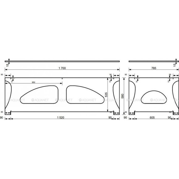 Экран фронтальный для ванны Aquanet Bright Stone 170 см фото 2