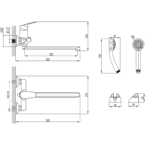 Смеситель для ванны Azario AZ-HU245909 фото 2