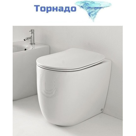 Унитаз приставной безободковый Kerasan Nolita 531901 (система смыва торнадо) белый глянцевый фото 