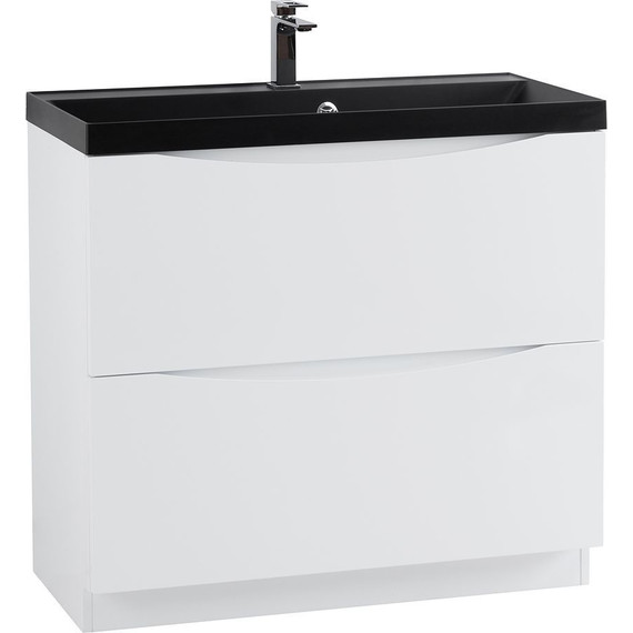 Тумба напольная с раковиной BelBagno MARINO-800-2C-PIA-BL-P 80 см, Bianco Lucido (раковина BB800/450-LV-ART-AST-NERO) фото 