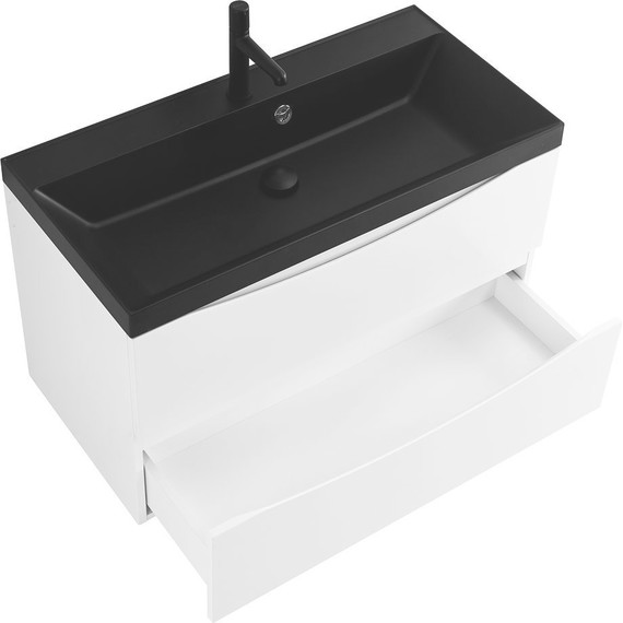 Тумба подвесная с раковиной BelBagno MARINO-800-2C-SO-BO-P 80 см, Bianco Opaco (раковина BB800/450-LV-ART-AST-NERO) фото 2