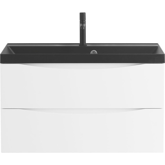 Тумба подвесная с раковиной BelBagno MARINO-800-2C-SO-BO-P 80 см, Bianco Opaco (раковина BB800/450-LV-ART-AST-NERO) фото 3