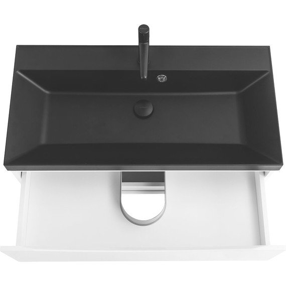 Тумба подвесная с раковиной BelBagno MARINO-800-2C-SO-BO-P 80 см, Bianco Opaco (раковина BB800/450-LV-ART-AST-NERO) фото 6