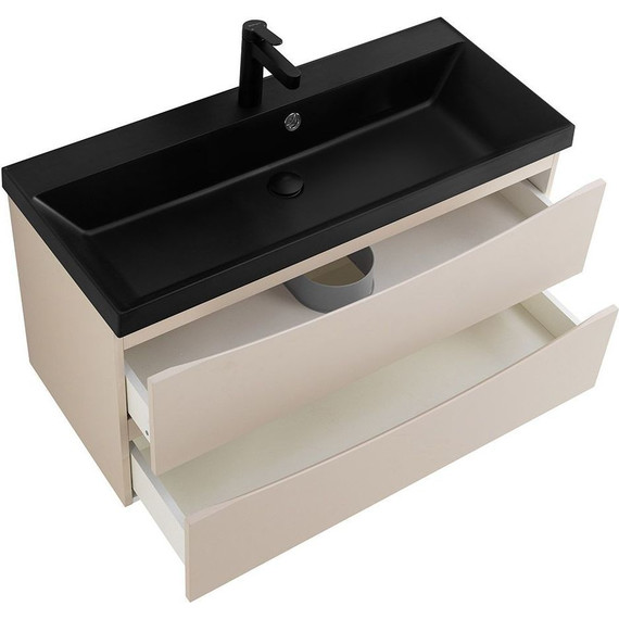 Тумба подвесная с раковиной BelBagno MARINO-800-2C-SO-CO-P 80 см, Crema Opaco (раковина BB800/450-LV-ART-AST-NERO) фото 3