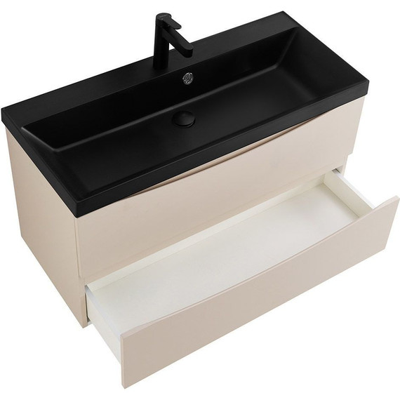 Тумба подвесная с раковиной BelBagno MARINO-800-2C-SO-CO-P 80 см, Crema Opaco (раковина BB800/450-LV-ART-AST-NERO) фото 4