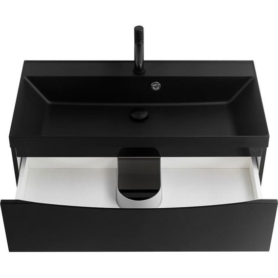 Тумба подвесная с раковиной BelBagno MARINO-800-2C-SO-NL-P 80 см, Nero Lucido (раковина BB800/450-LV-ART-AST-NERO) фото 3