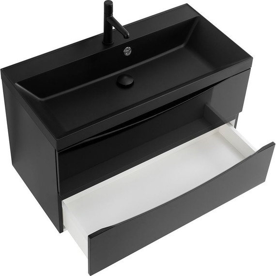 Тумба подвесная с раковиной BelBagno MARINO-800-2C-SO-NL-P 80 см, Nero Lucido (раковина BB800/450-LV-ART-AST-NERO) фото 6