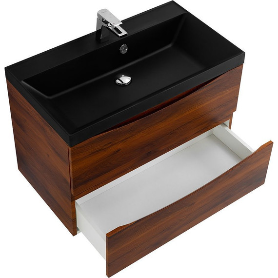 Тумба подвесная с раковиной BelBagno MARINO-800-2C-SO-RC-P 80 см, Rovere Cillegio (раковина BB800/450-LV-ART-AST-NERO) фото 3