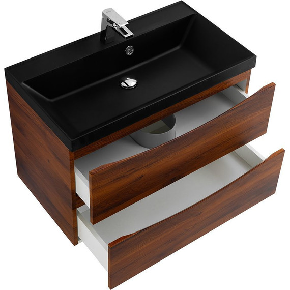 Тумба подвесная с раковиной BelBagno MARINO-800-2C-SO-RC-P 80 см, Rovere Cillegio (раковина BB800/450-LV-ART-AST-NERO) фото 7