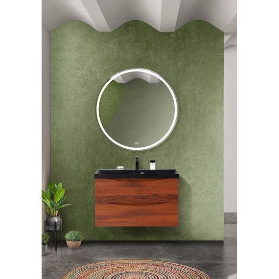 Тумба подвесная с раковиной BelBagno MARINO-800-2C-SO-RC-P 80 см, Rovere Cillegio (раковина BB800/450-LV-ART-AST-NERO) фото 8