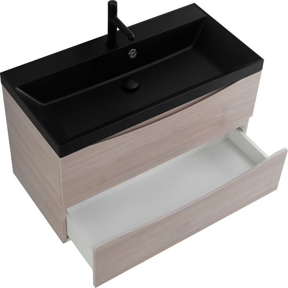 Тумба подвесная с раковиной BelBagno MARINO-800-2C-SO-RG-P 80 см, Rovere Grigio (раковина BB800/450-LV-ART-AST-NERO) - 4 Тумба подвесная с раковиной BelBagno MARINO-800-2C-SO-RG-P 80 см, Rovere Grigio (раковина BB800/450-LV-ART-AST-NERO) фото 4