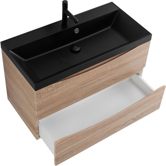 Тумба подвесная с раковиной BelBagno MARINO-800-2C-SO-WO-P 80 см, Rovere Bianco (раковина BB800/450-LV-ART-AST-NERO) - 2 Тумба подвесная с раковиной BelBagno MARINO-800-2C-SO-WO-P 80 см, Rovere Bianco (раковина BB800/450-LV-ART-AST-NERO) фото 2