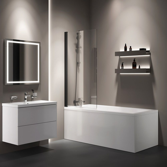 Шторка для ванны Am.Pm Gem 80х140 см W90BS-D080-140BT, чёрный/прозрачное фото 6