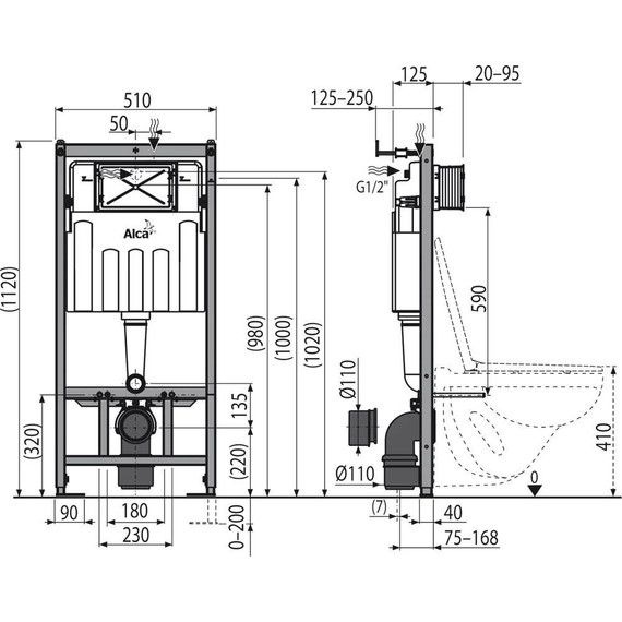 Инсталляция для подвесного унитаза Alcaplast AM101/1120-3:1 RU M371-0001 (кнопка смыва хром) фото 4