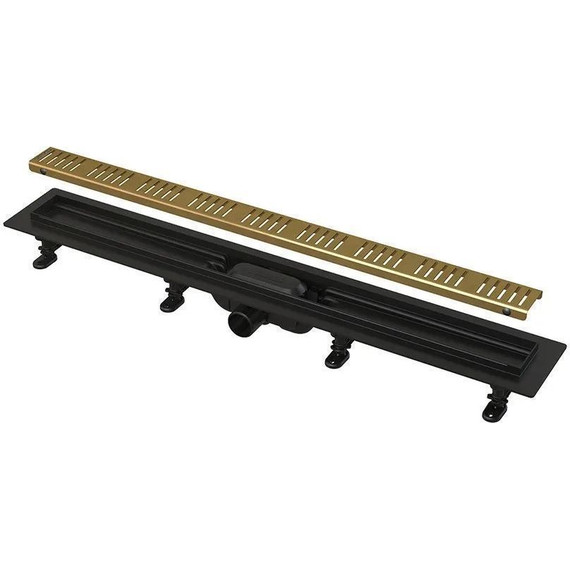 Трап Alcadrain 85 см APZ10BLACK-850BRASS, чёрный/золото фото 