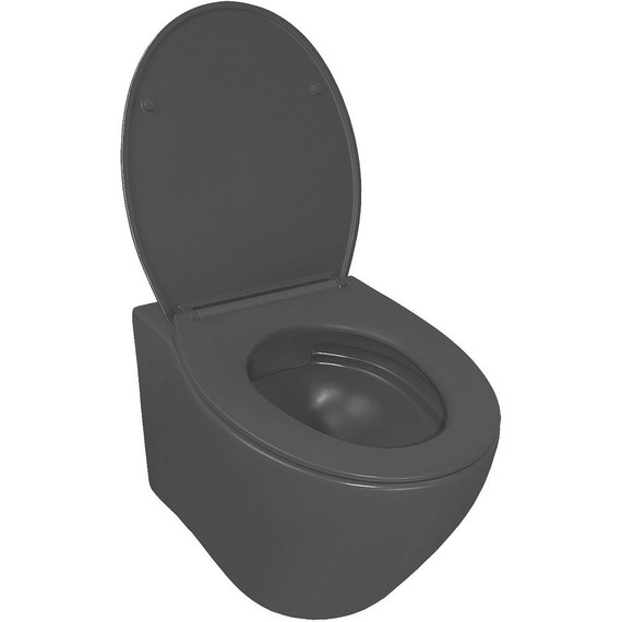 Унитаз подвесной безободковый Azario Keras AZ-99046B с тонкой крышкой микролифт, чёрный матовый, Цвет производителя: чёрный матовый фото 3