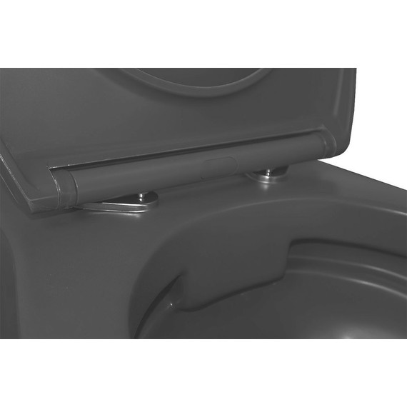 Унитаз подвесной безободковый Azario Keras AZ-99046B с тонкой крышкой микролифт, чёрный матовый, Цвет производителя: чёрный матовый фото 6