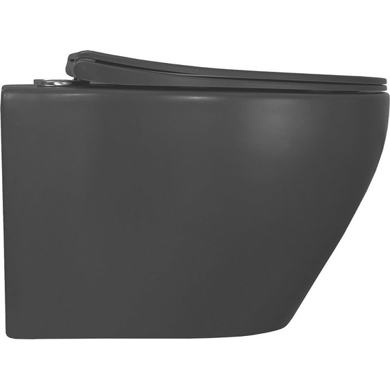 Унитаз подвесной безободковый Azario Keras AZ-99046B с тонкой крышкой микролифт, чёрный матовый, Цвет производителя: чёрный матовый фото 9