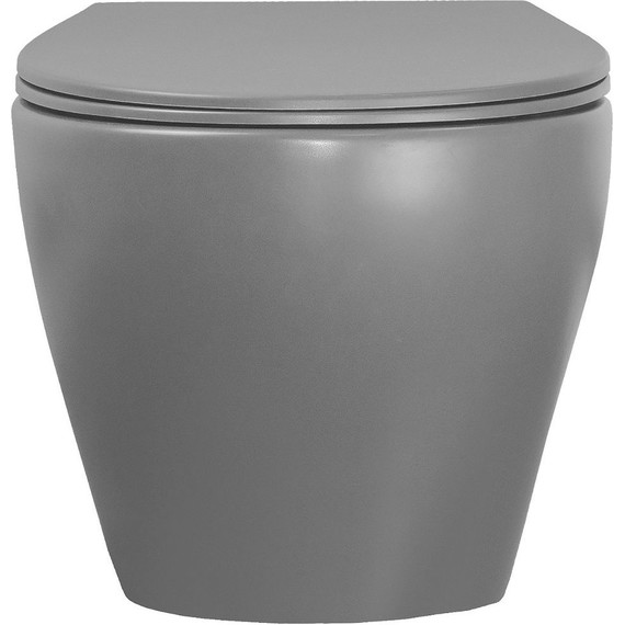 Унитаз подвесной безободковый Azario Keras AZ-99046G с тонкой крышкой микролифт, серый матовый, Цвет производителя: серый матовый фото 8