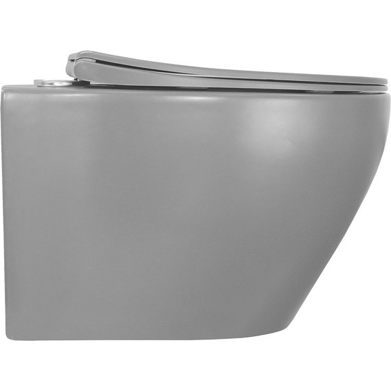 Унитаз подвесной безободковый Azario Keras AZ-99046G с тонкой крышкой микролифт, серый матовый, Цвет производителя: серый матовый фото 9