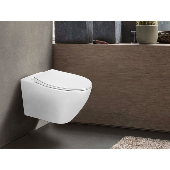 Унитаз подвесной безободковый Azario Keras AZ-99046W с тонкой крышкой микролифт, Цвет производителя: белый глянцевый - 11 Унитаз подвесной безободковый Azario Keras AZ-99046W с тонкой крышкой микролифт, Цвет производителя: белый глянцевый фото 11