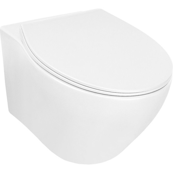 Унитаз подвесной безободковый Azario Keras AZ-99046W с тонкой крышкой микролифт, Цвет производителя: белый глянцевый - 2 Унитаз подвесной безободковый Azario Keras AZ-99046W с тонкой крышкой микролифт, Цвет производителя: белый глянцевый фото 2