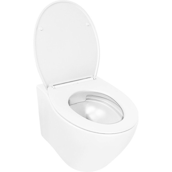 Унитаз подвесной безободковый Azario Keras AZ-99046W с тонкой крышкой микролифт, Цвет производителя: белый глянцевый - 3 Унитаз подвесной безободковый Azario Keras AZ-99046W с тонкой крышкой микролифт, Цвет производителя: белый глянцевый фото 3