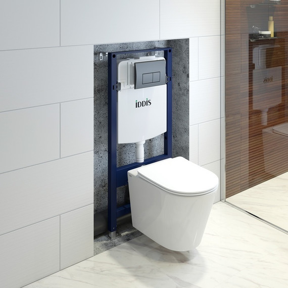 Инсталляция с подвесным унитазом комплект: Iddis Basic BASC020i73, сиденье микролифт, кнопка смыва чёрная - 2 Инсталляция с подвесным унитазом комплект: Iddis Basic BASC020i73, сиденье микролифт, кнопка смыва чёрная фото 2