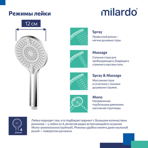 Ручной душ Milardo Rora ROR4FCRM18 фото 8