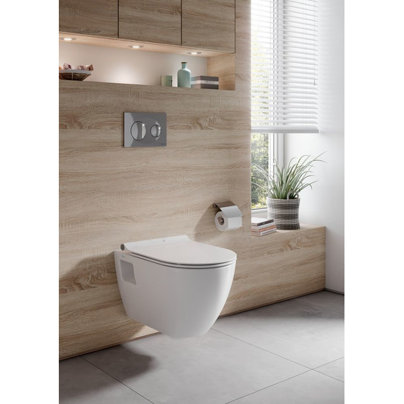 Унитаз подвесной безободковый Serel Smart SM46SL с тонкой крышкой микролифт фото 2