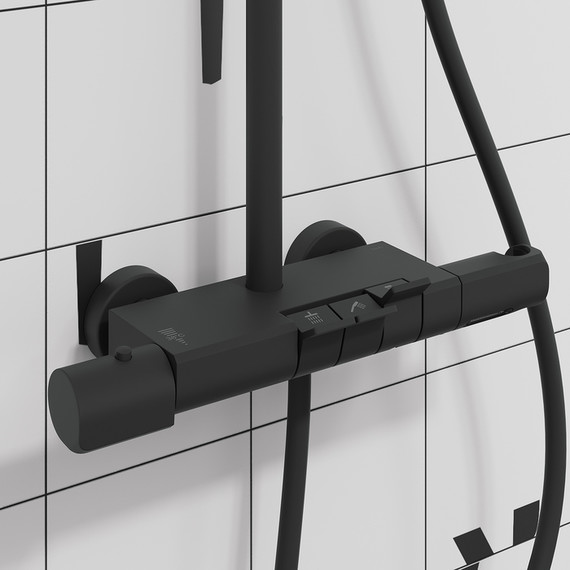 Душевая стойка с термостатом Iddis SpaHome SPHBLTKi06, чёрный матовый фото 4