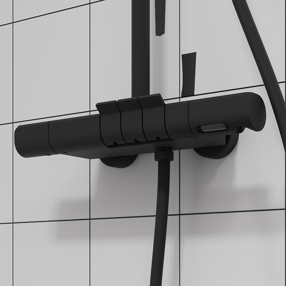 Душевая стойка с термостатом Iddis SpaHome SPHBLTKi06, чёрный матовый фото 6