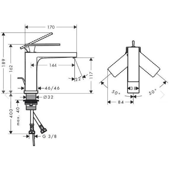 Смеситель для раковины Hansgrohe Tecturis E 73010700, белый матовый - 2 Смеситель для раковины Hansgrohe Tecturis E 73010700, белый матовый фото 2