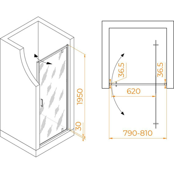 Душевая дверь RGW LE-102 80 см 711210208-11, хром/прозрачное - 2 Душевая дверь RGW LE-102 80 см 711210208-11, хром/прозрачное фото 2