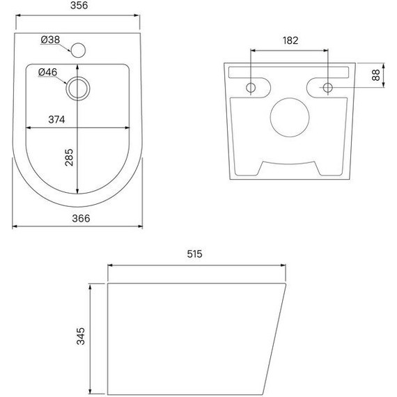 Биде подвесное Iddis Calipso CALRB02i82, чёрный матовый фото 5