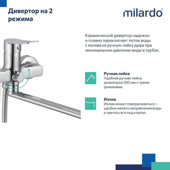 Смеситель для ванны Milardo Demi DEMSB00M10 фото 8