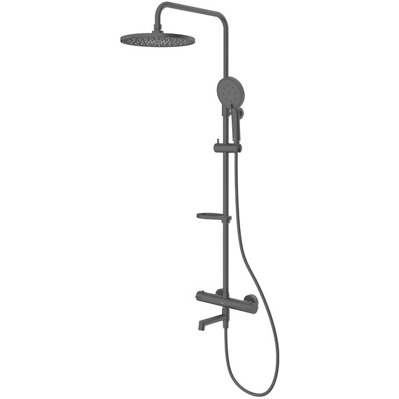 Душевая стойка с термостатом Milardo Ideal Spa ILSBLTHM06, чёрный матовый фото 
